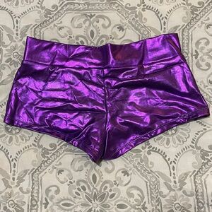 Music Legs Purple Metallic Booty Shorts One Size